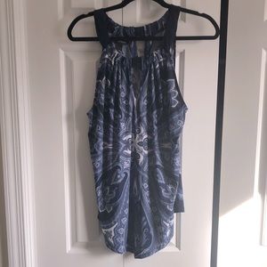 INC Tank Top Women Paisley Blue and White Size XL